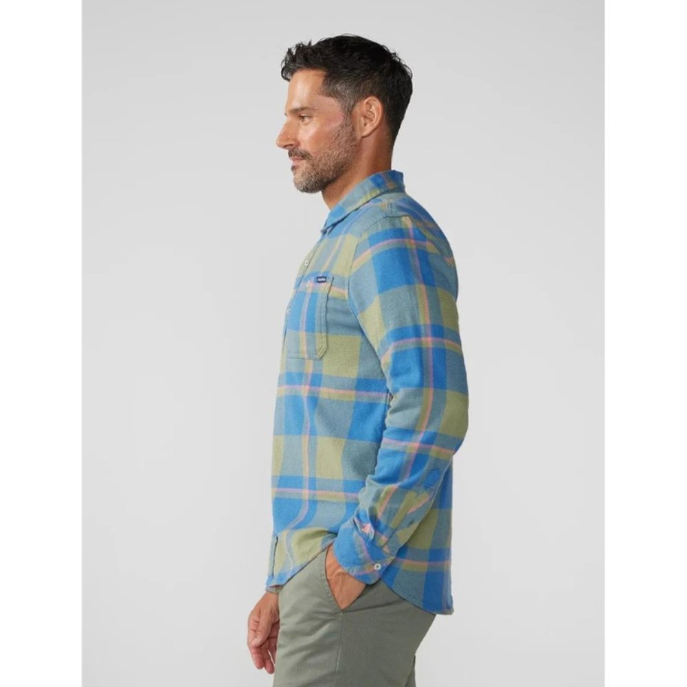 Chubbies NWT Men's Blue & Olive Brown Plaid BE GLAD WEAR Shirt, Size Large - Picture 2 of 8